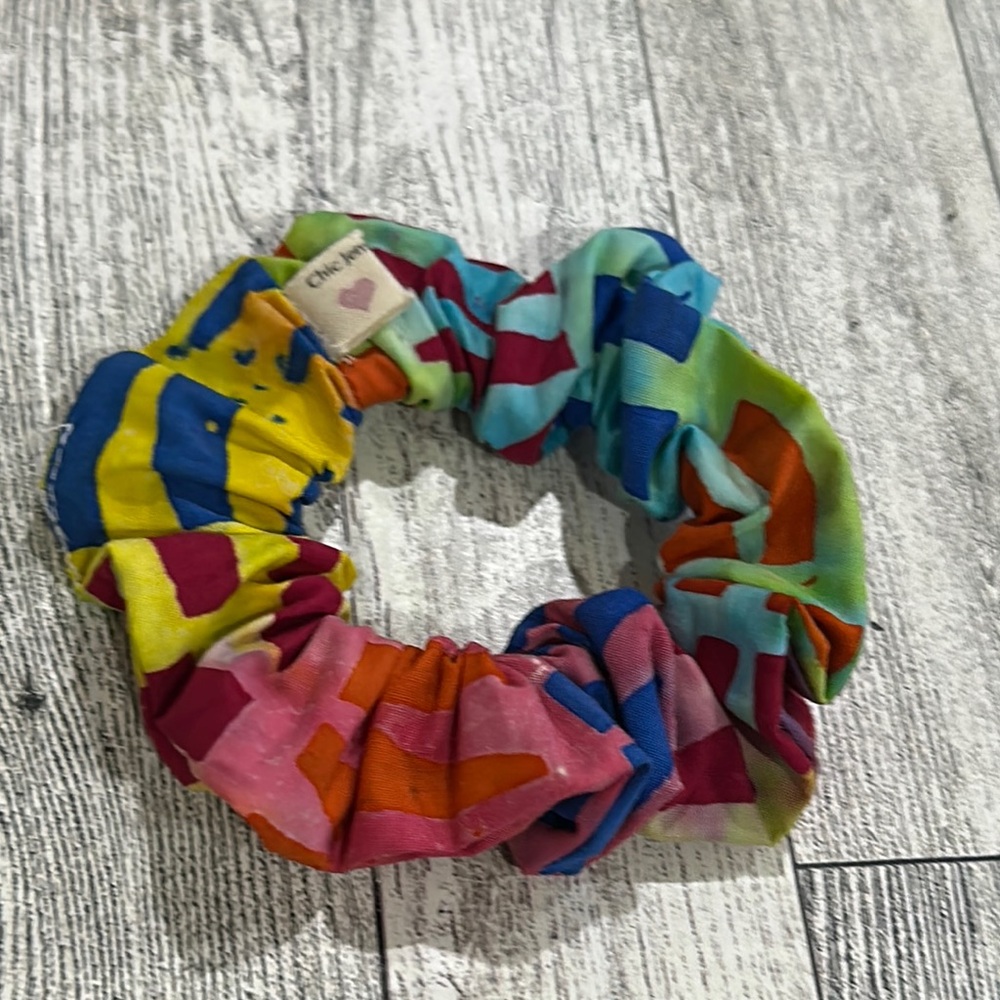 Chic Jem Red and Blue Hair Scrunchie Accessory